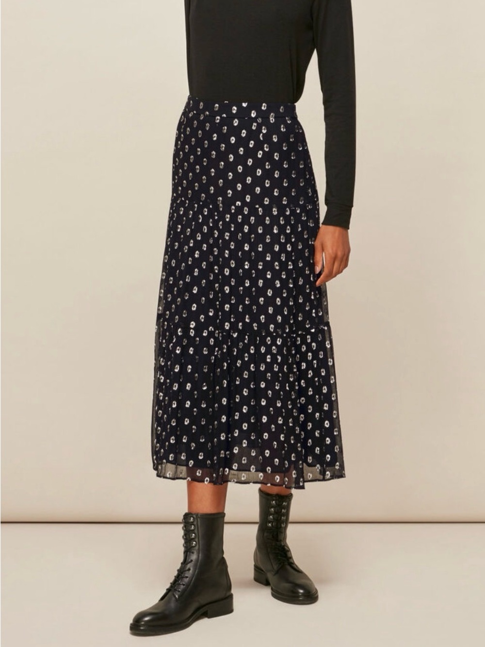 Whistles $259 Metallic Dobby Skirt size 2